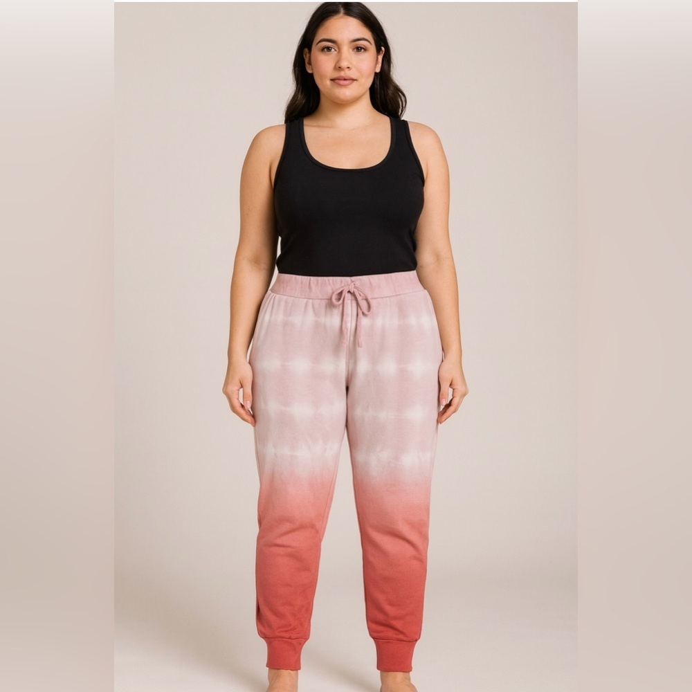 Tie Dye Dip Dye Joggers in Rose Clay Multi 100% Cotton XS S L Lounge 525 AMERICA